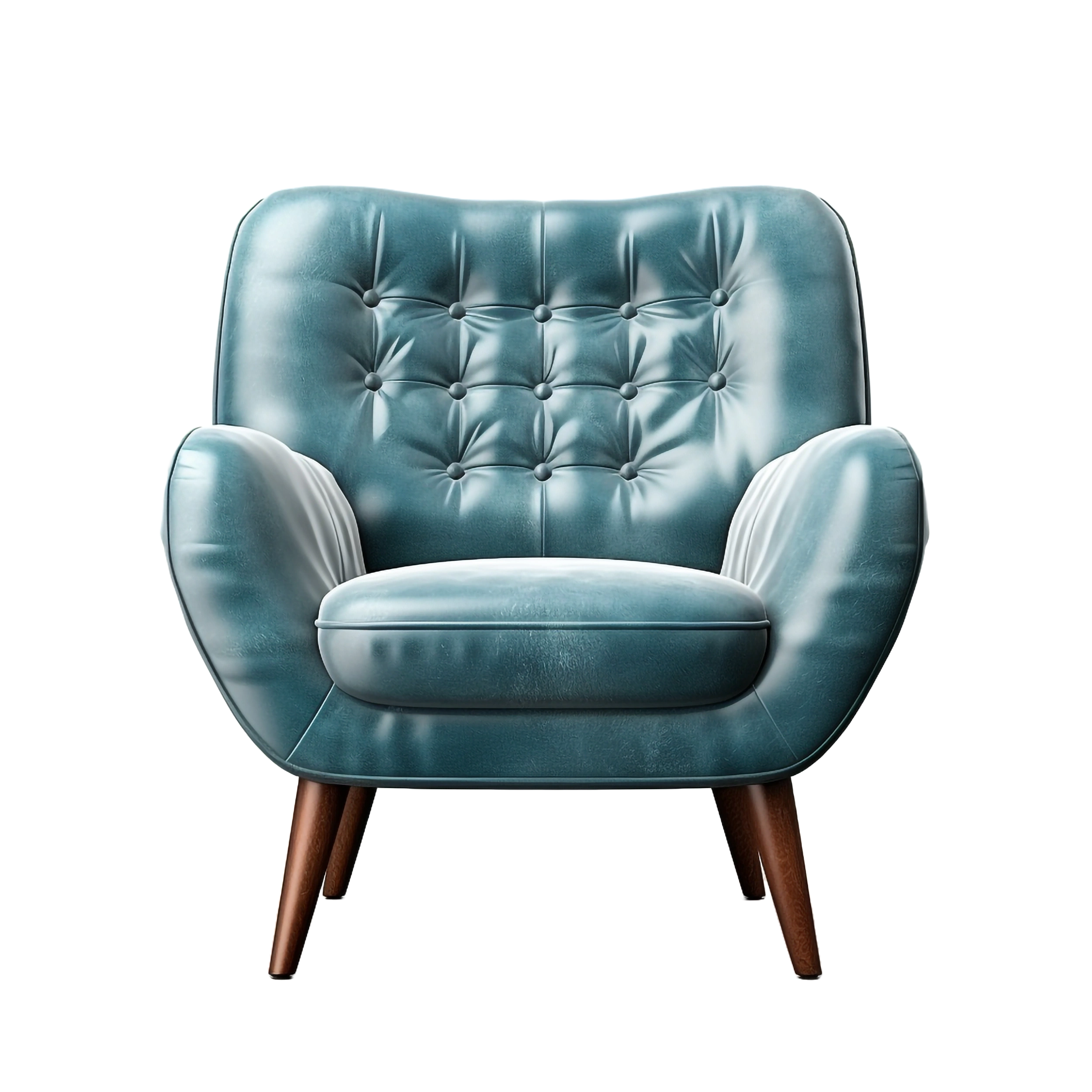 Tufted blue armchair