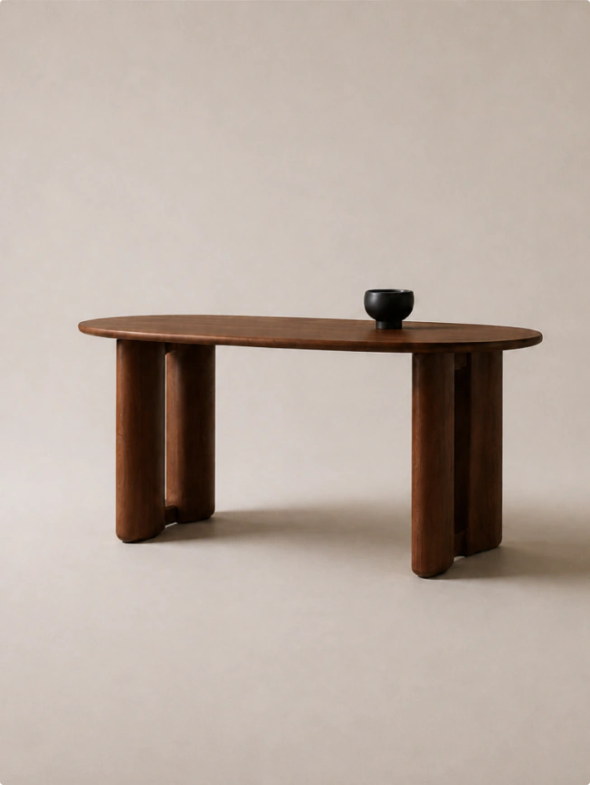 Ansel oval dining table in solid ash